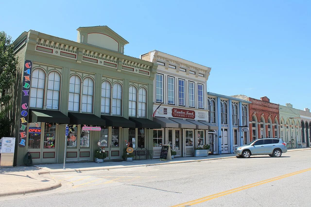 Hutto Commercial Historic District, photographed in 2012.