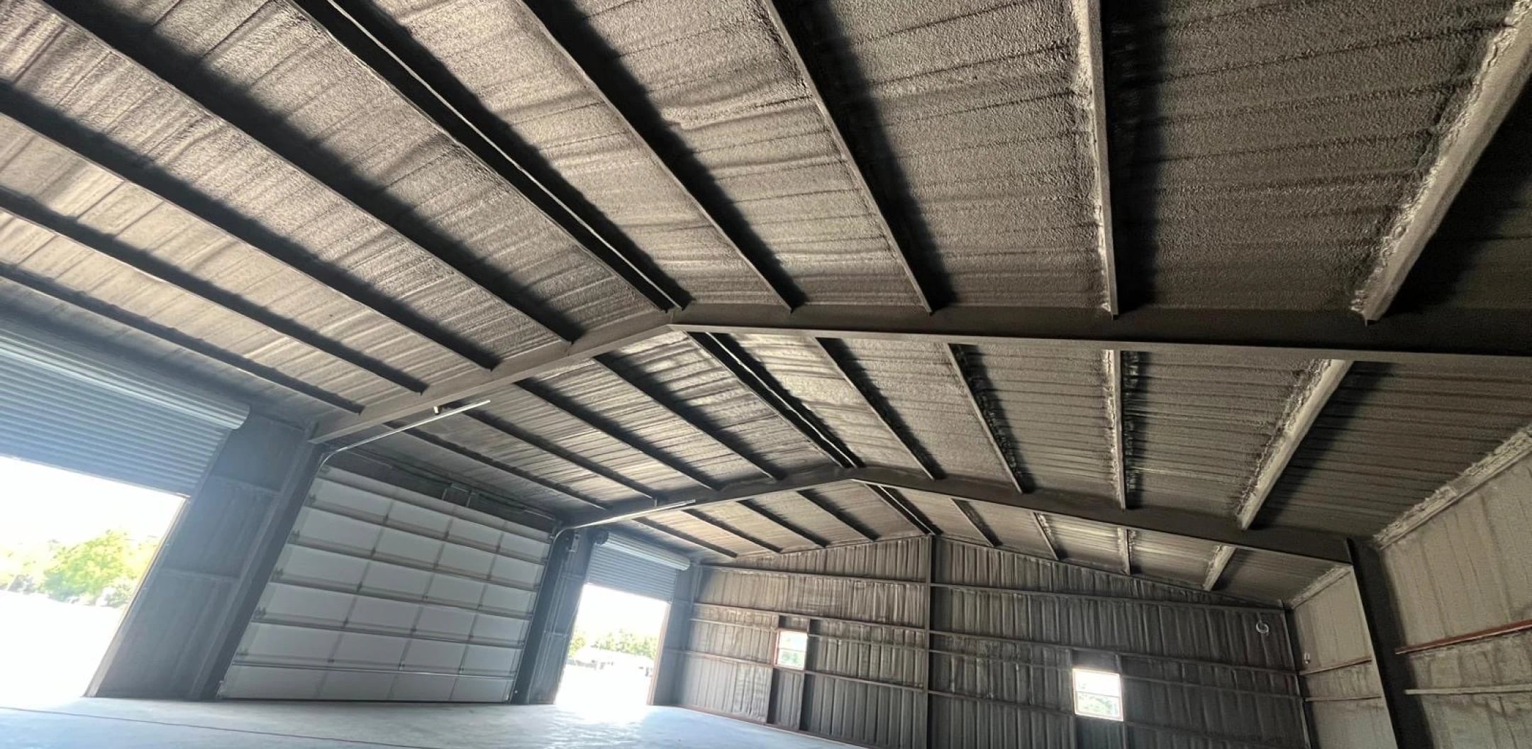 Insulated roof inside a metal workshop